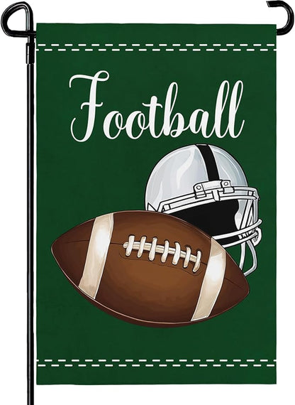 Football Garden Flag Football Helmet Double Sided Yard Flag The Big Game Polyeaster Garden Flags Sunday Sports Party Vertical Green House Banner 12 x 18 Inch Outdoor Decorative