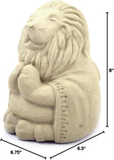 Modern Artisans Meditating Lion - Cast Stone Garden Sculpture : Large Size, Antique Beige Finish