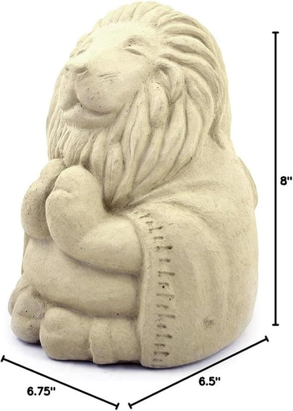 Modern Artisans Meditating Lion - Cast Stone Garden Sculpture : Large Size, Antique Beige Finish