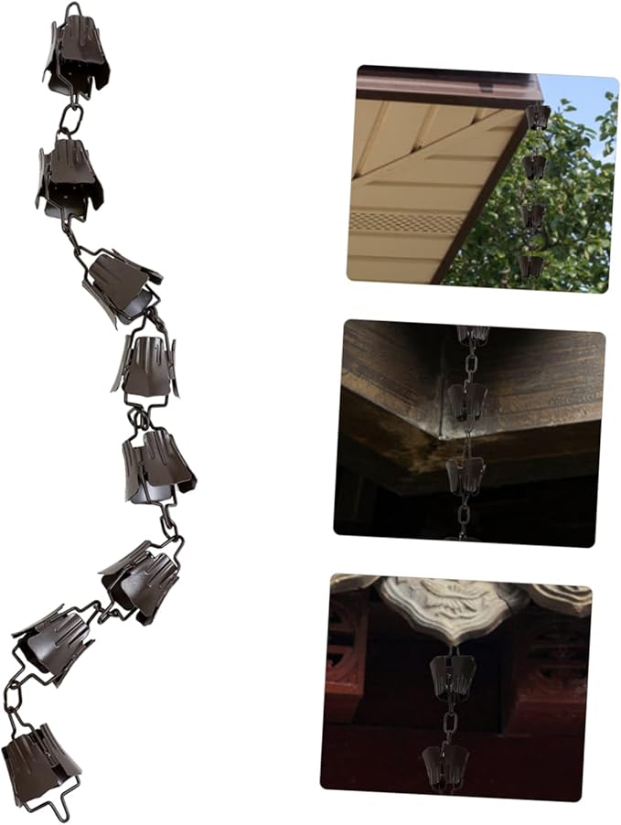 MERRYHAPY 1m Beautiful Petal Rain Chain Art Rain Chain Bell Decor for Gutter Decorative Downspout