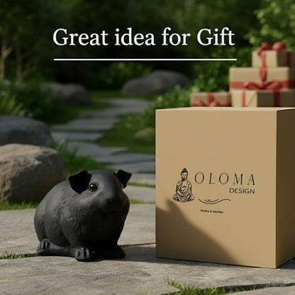 OLOMA Charming Guinea Pig Concrete Garden Figurine Detailed Animal Sculpture with Weatherproof Resin Layer Durable Outdoor Indoor Decor Accent for Yard Lawn Pathway Home