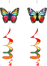 NOVWANG 2 Pack Rainbow Wind Spinners Outdoor, Butterfly Garden Wind Hanging Streamers Decor with Rotating Hook Ribbon Windsock for Patio Yard and Pride Month Celebration Decoration
