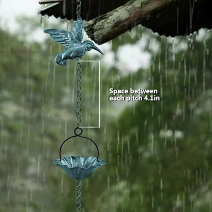 8.5Ft Copper Rain Chains for Gutters,Hummingbird Rain Chain for Gutters Outside,6 Lotus Rain Chain Cupsfor Gutters,Metal Rain Catcher Chain for gutters