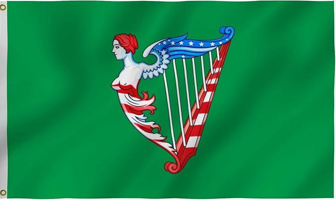 Green Harp Ireland Flag 6X10FT, Am Harp Flags,Both Sides Printed, Men Women Banner,Vibrant Colors, Double Stitched with 2 Brass Grommets, Bar Garden Street Decoration, GYM, Office Decor,Indoor Outdoor Use,Gifts. (US-Green, 6x10ft)