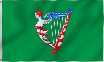Green Harp Ireland Flag 6X10FT, Am Harp Flags,Both Sides Printed, Men Women Banner,Vibrant Colors, Double Stitched with 2 Brass Grommets, Bar Garden Street Decoration, GYM, Office Decor,Indoor Outdoor Use,Gifts. (US-Green, 2x3ft)