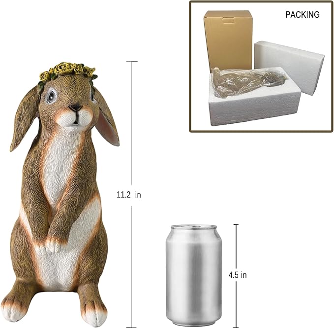 Bunny Garden Statue,Funny Rabbit Figurines Resin Animals Outdoor Statue Bunny Figurines for Yard Porch Patio, Easter Decorations Gifts for Grandma Mom Women,11.2In