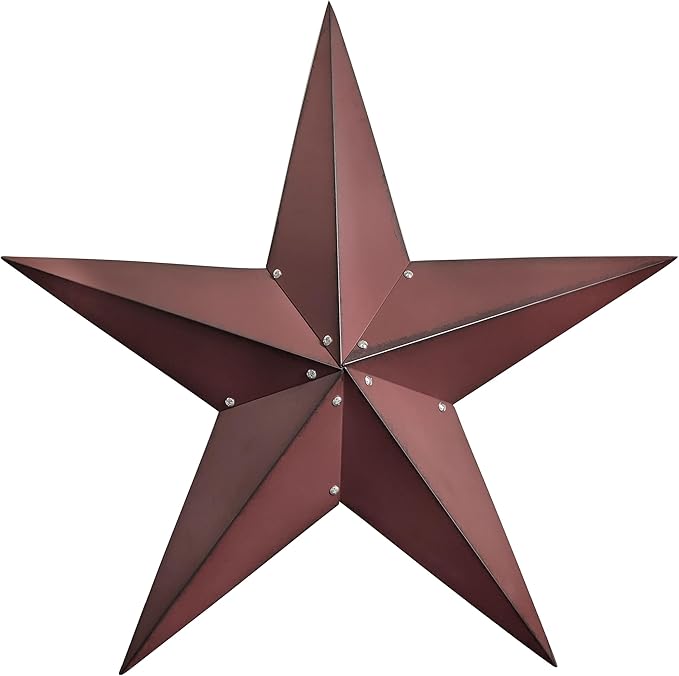 VIVICOMFY 36" Large Barn Star-Red Black Barn Star Outdoor Decoration-Metal Stars for Outside Texas Stars Art Rustic Vintage Western Country Home Farmhouse Primitive House Decor- Primitive Wall Décor