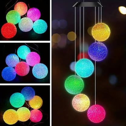 Wind Chime Outside Color Changing Ball Wind Chimes, LED Mobile Solar Lamp for Mom Grandma Waterproof Outdoor Solar Lights for Garden Patio Party Yard.