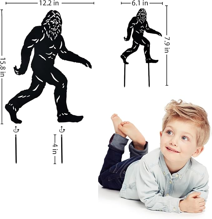 EZTZEN 15.8 inch Bigfoot Outdoor Decor Big Foot Sasquatch Gifts for Men/Dad/Women Metal Bigfoot Silhouette Statues for Yard Decor, Garden Decor, Yard Art, Forests, Yard Display, Lawn Decorations