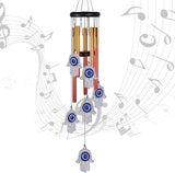 Blue Evil Eye Hand of Fatima Wind Chimes Outdoor Decoration, Evil Eye Wind Bells, Hamsa Hand Windcatcher, Fatima's Holy Hand Blue Evil Eye Amulet Wind Chimes for Home,Gift for Mom,Balcony,Patio,Garden