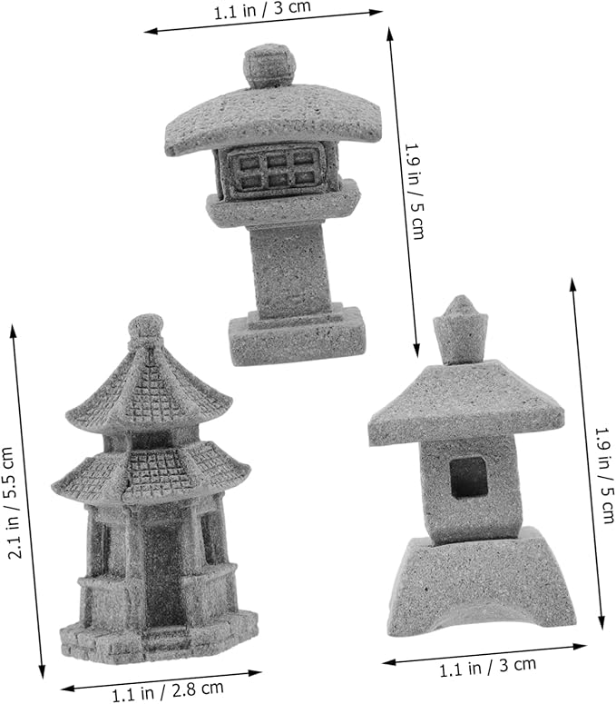 POPETPOP 15pcs Miniature Figurine Garden Pavilion Realistic Sandstone Ornaments for Landscaping for Bonsai Home Decoration