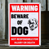 Beware of Dog Sign Golden Retriever Metal Sign Warning Beware of Dog Signs for Fence Outdoor Farm Garden Gate Home Yard Decor 8x12 Inch