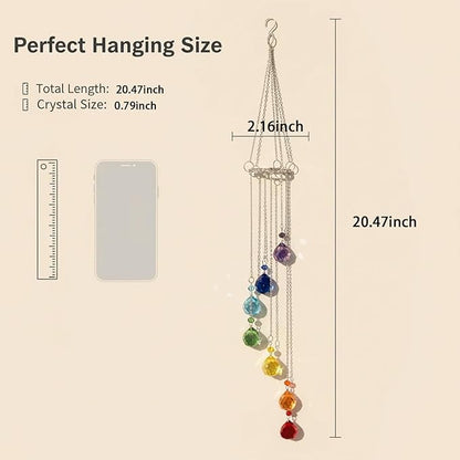 Handmade Crystal Suncatcher Wind Chime - Colorful Rainbow Maker Prisms for Window & Garden Decor, Perfect Indoor Outdoor Hanging Ornament & Gift