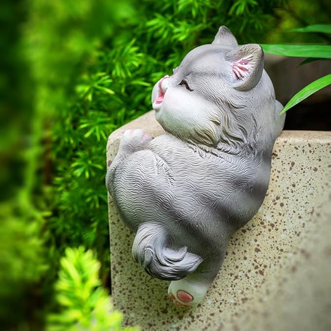 Cat Flower Pot Huggers for Flower Pots, Cute Plant Pot Hanger Ornaments, Funny Plant Decorations for Pots, Resin Cat Figurines for Garden Planters Edge Hanging Decor (C)