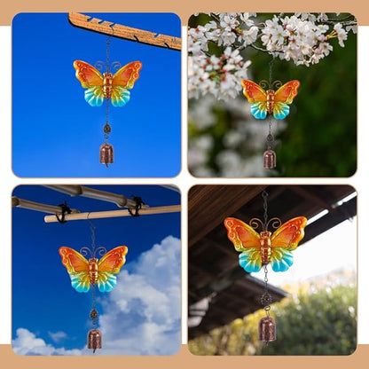 WADORN Metal Butterfly Wind Chimes, Funny Butterfly Wind Bells Lucky Butterflies Hanging Windchimes Garden Decorations for Indoor Outdoor Yard Patio Home Garden Balconies Ornament Housewarming Gifts