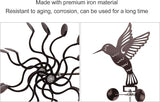 Hummingbird Iron Wind Spinner, Vintage Metal Windmill Sculpture, Outdoor Garden Lawn Ornament with Stable Rotation, Sturdy Premium Iron for Long Lasting Decor