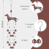 Cinnvoice 24 Inch Metal Wind Chimes Decor for Outside Garden Birthday Gift for Women Men Bronze Windchimes Pet Memorial Gift with 12 Bell for Patio Yard Lawn Housewarming Front Yard(Dachshund Dog)