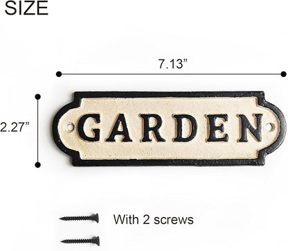 Vintage Iron Garden Signs - Retro Style Decorations for Yard, Porch, and Farmhouse -Garden Decor for Outside