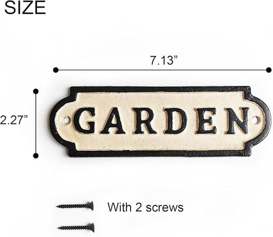 Vintage Iron Garden Signs - Retro Style Decorations for Yard, Porch, and Farmhouse -Garden Decor for Outside