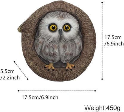 Owl Tree Hugger Whimsical Tree Sculpture Garden Statues Outdoor Tree Face Decor Garden Peeker Yard Art Decorations (Singel Owl)