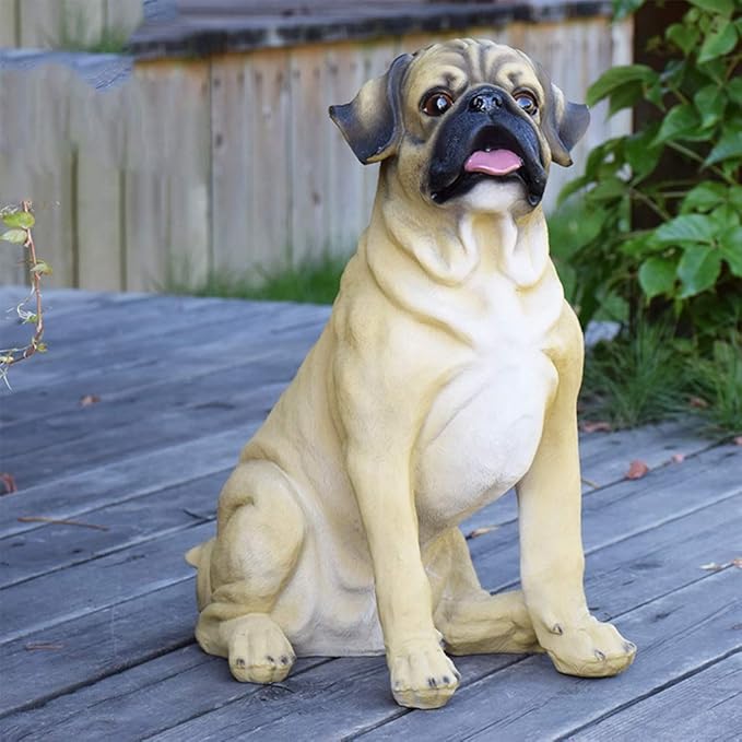 Garden Statue Animal Sculpture Outdoor Decor Gift Outdoor Statues Courtyard Resin Decoration Outdoor Garden Simulation Animal Statue Living Room Corridor Dog Sculpture(27 * 33 * 44cm)