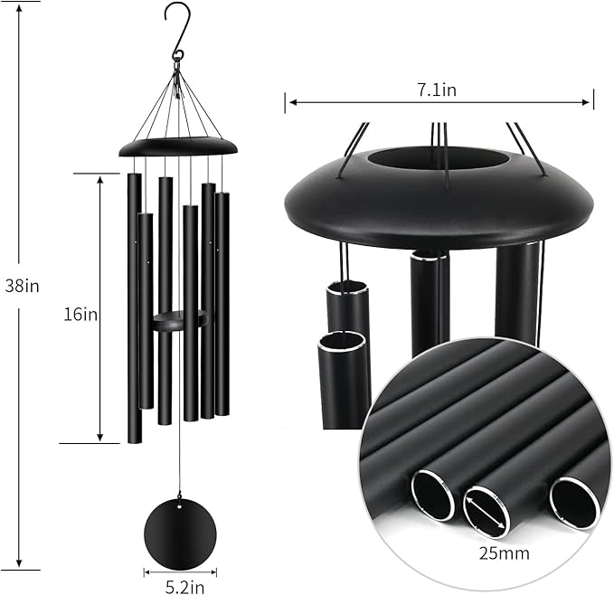 FDOCOI Wind Chimes Outdoor, 38'' Large Memorial Wind Chimes for Outside Deep Tone, Wind Chime Gifts for Garden Hanging Decor, Sympathy Gift