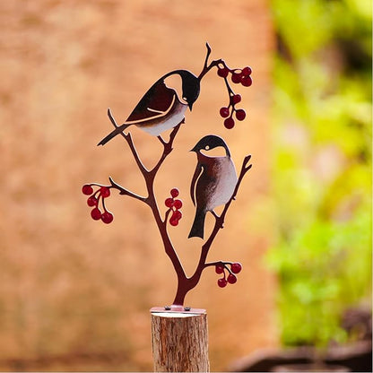 Wrought Iron Bird Decoration Metal Iron Art Animal Bird Hanging Ornaments Cute Bird Art Iron Sculpture Creative Outdoor Silhouettes Garden Crafts for Garden (Grey)