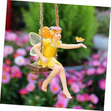 Garneck Hanging Flower Fairy Resin Statue Outdoor Swing Decor for Garden Trees Durable Garden Ornament for Home and Patio Decoration