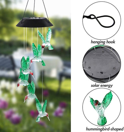 MorTime 2 Pack Wind Chime, Color Changing Mobile LED Solar Wind Chime Outdoor Mobile Hanging Patio Light, Porch, Deck, Garden Decor