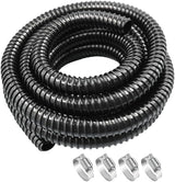 Pond Tubing ID 1” × 20FT Long Corrugated Flexible Pond Hose Pipe with 4 Clamps Pipe Fittings for Pond Pump Fountain Garden Waterfall