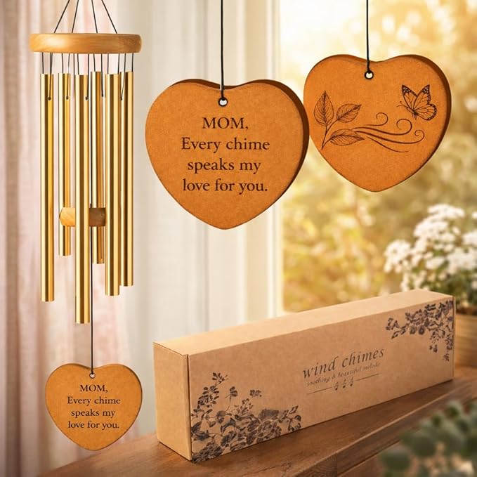 Vexillum 26 Inch Heartfelt Wind Chimes Gift for Mom – Warm Message to Express Love, Relaxing Tones, Long-Lasting Quality, Beautiful Home Decor for Mother’s Day Mom's Birthday or Christmas
