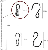 Adjustable Hanging Chain with Hooks, 25Inch, Black 15pcs Heavy Duty for Hanging Grow Lights, Christmas Wreath, Neon Sign, Indoor Plants, Bird Feeders