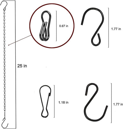 Adjustable Hanging Chain with Hooks, 25Inch, Black 15pcs Heavy Duty for Hanging Grow Lights, Christmas Wreath, Neon Sign, Indoor Plants, Bird Feeders
