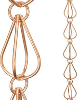 Monarch Rain Chains Pure Copper Teardrop Rain Chains for Gutters – 8.5 ft Decorative Rainchain Outdoor Durable Heavy Duty Gutter Chain Downspout Replacement, Modern Rainchains for Outside