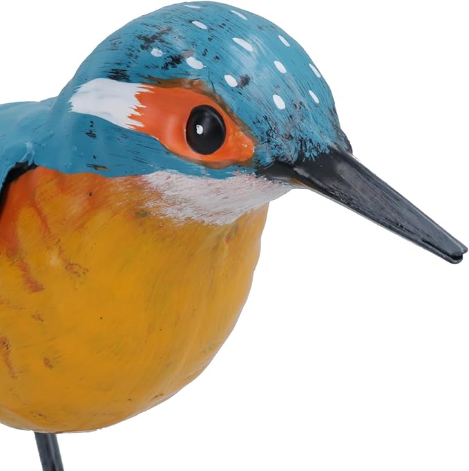 AB Tools Hand Painted Metal Kingfisher Garden Ornament Sculpture Gift 8.5x12x20cm
