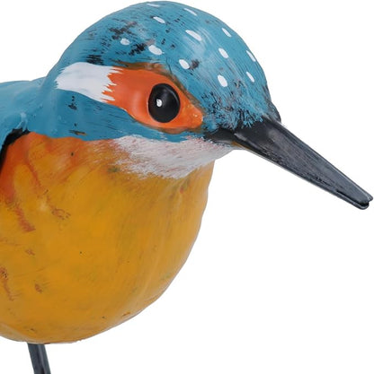 AB Tools Hand Painted Metal Kingfisher Garden Ornament Sculpture Gift 8.5x12x20cm
