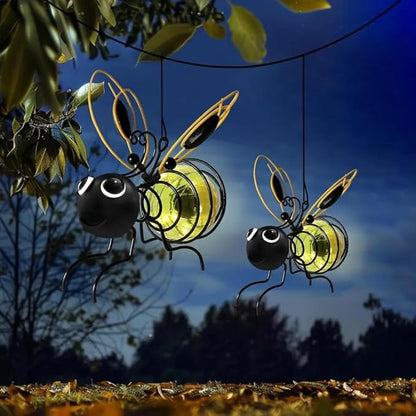 Solar Bees Lights Outdoor, Hanging Bee Solar Garden Light,2025 New Solars Bees Simulation Lights, Waterproof Bumble Bees Solars Light for Party Festivals Garden Decor Birthday Gifts (Yellow 2pcs)
