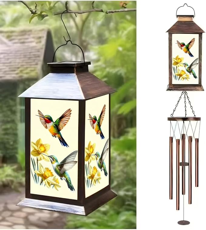 Hummingbird Outdoor Lantern House Wind Chime - A Gift for Outdoor courtyards and Gardens, Suitable for Women, Mothers, Grandmothers, Sisters and Friends, Birthdays, Christmas, and Mother's Day