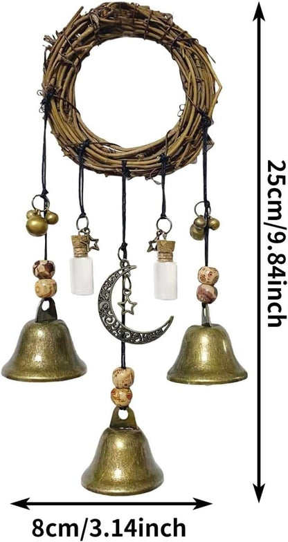 Witch Bells Magical Wind Chimes, Hanger Witchcraft Decor, Crystal Quartz Hanging Pendant Decor