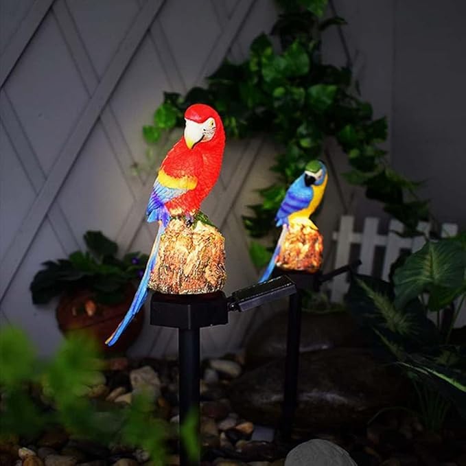 Parrot Decor Garden Solar Light up Figurine Animal Outdoor Stakes Decorative Waterproof LED Decorations for Outside Backyard Decoration Porch Lawn Ornaments Blue