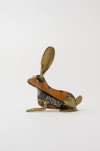 De Kulture Handcrafted Recycled Iron Gold Bunny Standing Decorative Collectible Figurine showpiece Beautify Home Office Holiday décor| Ideal for Garden Balcony Terrace Decoration,6x2x6.5 (LWH) inches