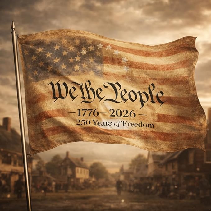 US 250 Flag – 250th Anniversary USA Double Sided 3-Ply Outdoor Flag, We The People 1776-2026 Patriotic Yard & House Banner for 4th of July (6, 2X3)