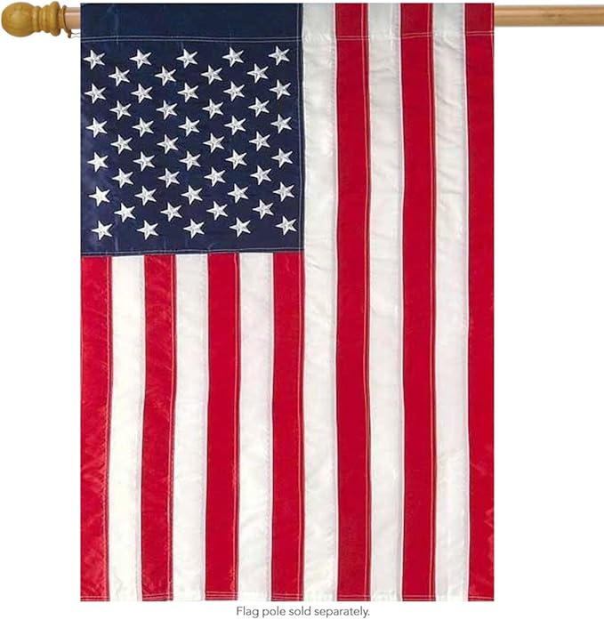 American Flag Applique & Embroidered House Flag Stars & Stripes USA 28" x 50"