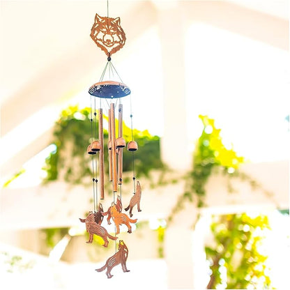 Wolf Wind Chimes for Outside,Wolf Gifts for Men Women/Memorial Gift/House Warming Gift/Birthday Gifts Metal windchimes Outdoors/Indoors,Garden Decor,Patio,Home,Porch,Yard Decorations
