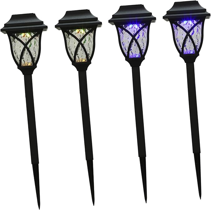 Angoily 4pcs Solar Lawn Lights Easy Install Led Outdoor Garden Lighting for Pathways Unique Design Solar Powered Landscape Decor