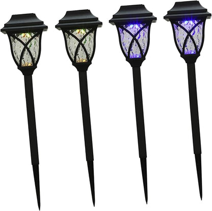 Angoily 4pcs Solar Lawn Lights Easy Install Led Outdoor Garden Lighting for Pathways Unique Design Solar Powered Landscape Decor