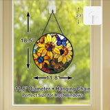 Sunflower and Butterfly Stained Glass Window Hanging Panel – Colorful Floral Suncatcher Wall Art for Home Window Decor and Gift