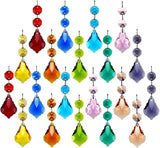 20pcs 38mm Crystal Maple Leaf Chandelier Prism Replacement Pendant with Crystal Glass Beads for Chandelier Christmas Decoration (Multi Color)