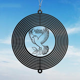 Personalized Dove of Peace Metal Wind Spinner, Custom Hanging Ornament for Outdoor Display, Kinetic Yard Sculpture, Peaceful Gift (Dove of Peace Garden Wind Spinner)