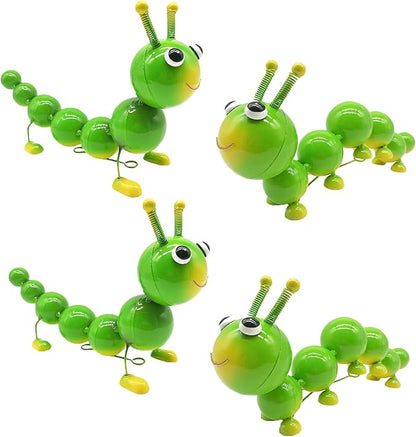Cruis Cuka Metal Caterpillar Statue Yard Art Garden Decor for Outside Patio Lawn Ornaments Fence Decorations Gift for Family,Friends,Garden Lovers - Set of 4(Green)